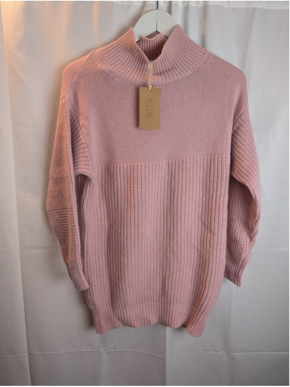 N.O.W. Pink Cashmere Blend Mock Neck Sweater Size M BNWT